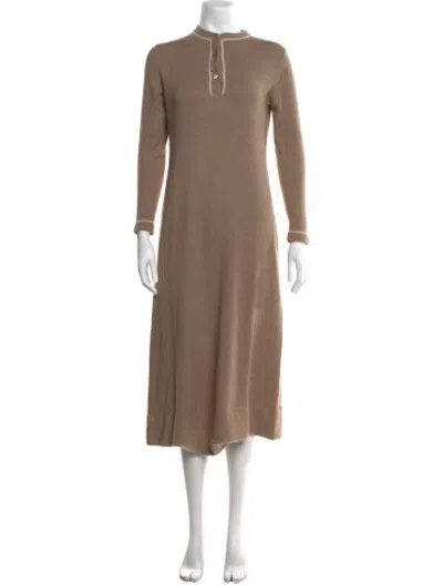 Pre-owned Halston Cashmere Midi Length Dress In Neutrals