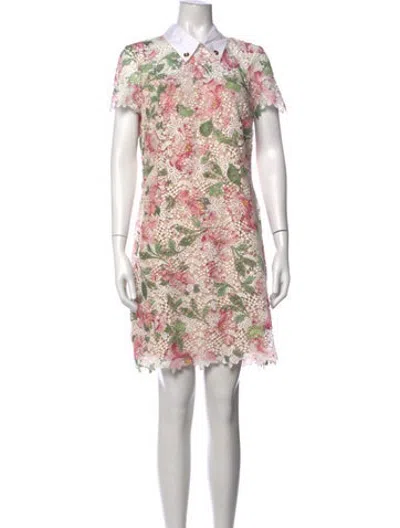 Pre-owned Halston Floral Print Mini Dress In Pink