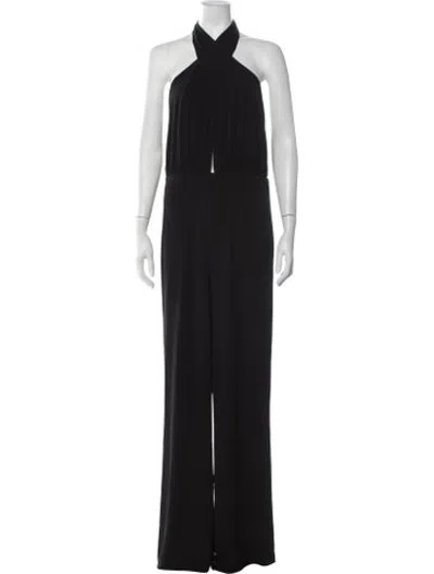 Pre-owned Halston Halterneck Jumpsuit In Black