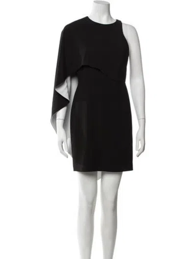 Pre-owned Halston Heritage One-shoulder Mini Dress In Black