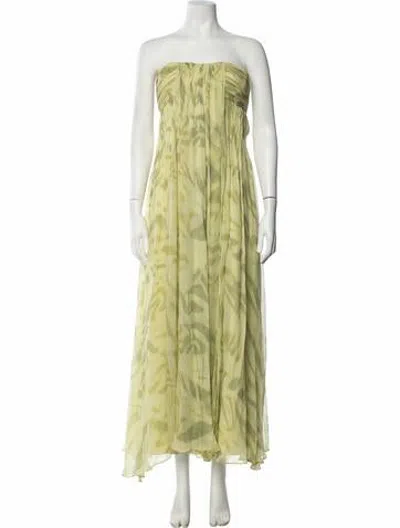 Pre-owned Halston Heritage Silk Long Dress In Green