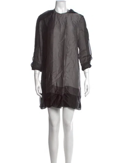Pre-owned Halston Heritage Silk Mini Dress In Grey
