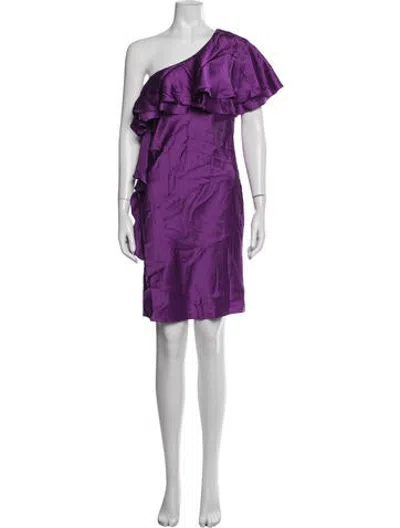 Pre-owned Halston Heritage Silk Mini Dress In Purple