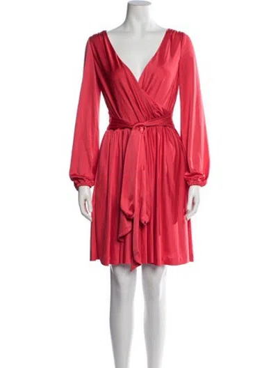 Pre-owned Halston Heritage V-neck Mini Dress In Pink