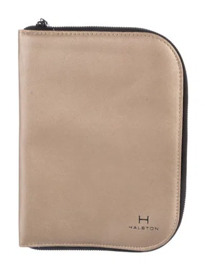 Pre-owned Halston Leather Cosmetic Travel Case In Neutrals