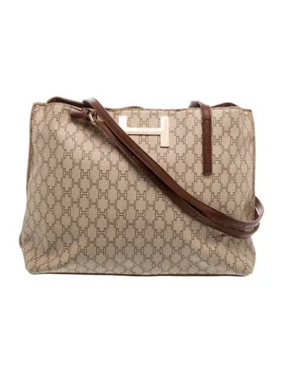 Pre-owned Halston Leather Shoulder Bag In Neutrals