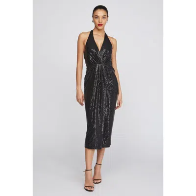 Halston Leonie Disco Jersey Midi In Black
