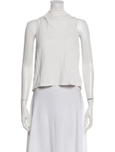 Pre-owned Halston Mock Neck Sleeveless Top In Neutrals