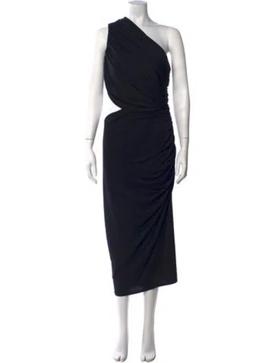 Pre-owned Halston One-shoulder Jumpsuit In Black