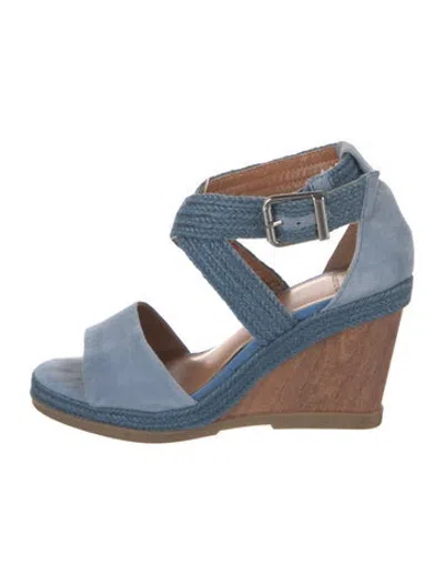 Pre-owned Halston Suede Sandals In Blue