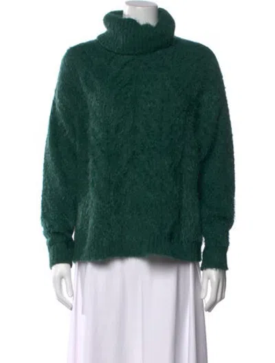 Pre-owned Halston Turtleneck Sweater In Green