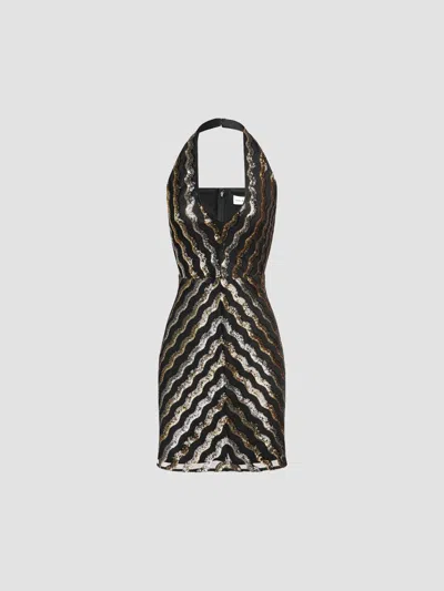 Halston Women's Nidya Sequined Halterneck Minidress In Gold And Sliver