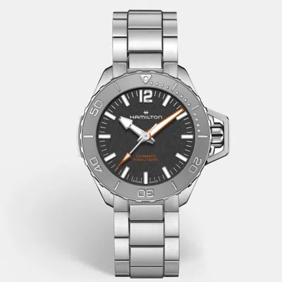 Pre-owned Hamilton Khaki Navy Frogman H77815130 Black Dial Stainless Steel Men's Wristwatch 46 Mm