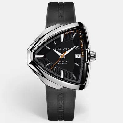 Pre-owned Hamilton Ventura Elvis80 H24555331 Black Dial Stainless Steel Rubber Men's Wristwatch 42.50mm