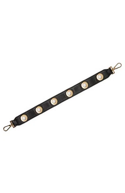 Hammitt Grommet Leather Bag Strap In Black/gold