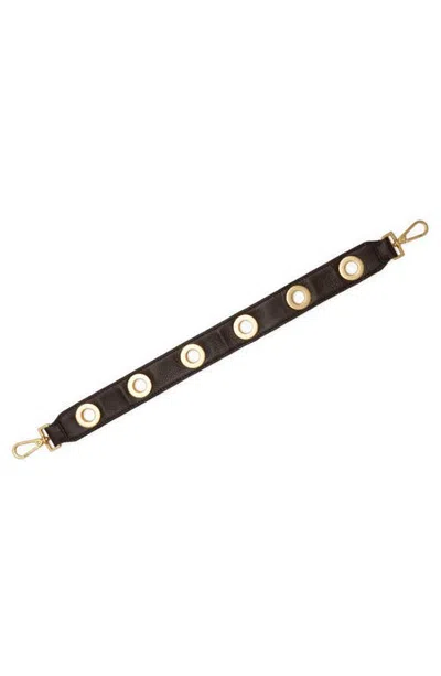 Hammitt Grommet Leather Bag Strap In Espresso Pebble/brushed Gold