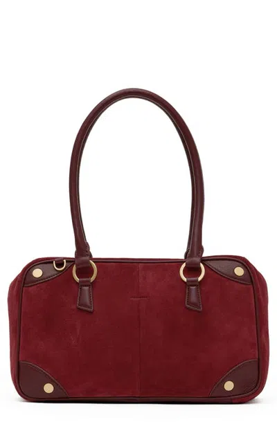 Hammitt Meredith Medium Suede Shoulder Bag In Cherrywood Suede/brushed Gold