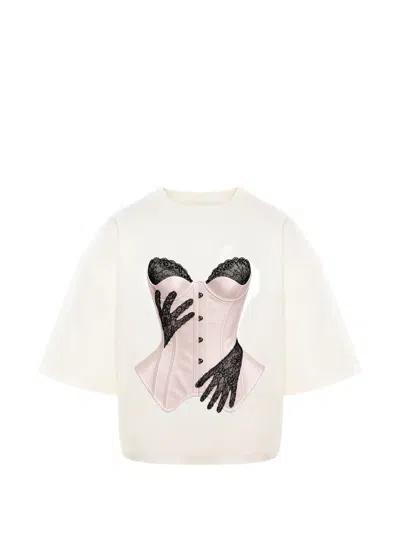 Hamza Lace-print T-shirt In Neutral