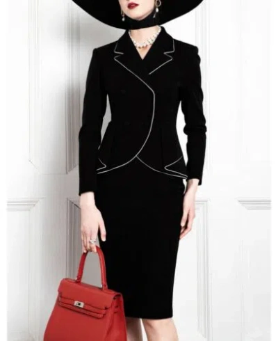 Pre-owned Handmade Custom Made To Order Casual Blazer Jacket Skirt Suit Two-piece Plus 1x-10x Y366 In Black