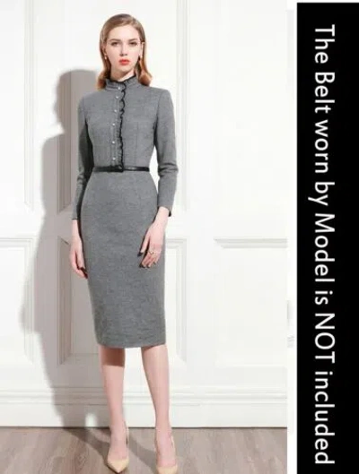 Pre-owned Handmade Custom Made To Order Casual Workwear Festival Career Gown Dress Plus 1x-10x Y409 In Gray