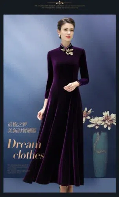 Pre-owned Handmade Custom Made To Order Cheongsam Qipao Swing Party Chinese Dress Plus 1x-10x Y276 In Purple