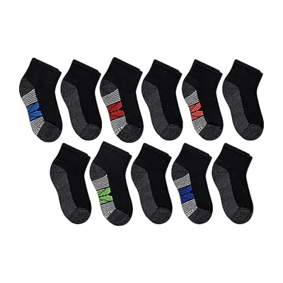 Hanes Little & Big Kid Boys Breathable 11 Pair Quarter Ankle Socks In Black