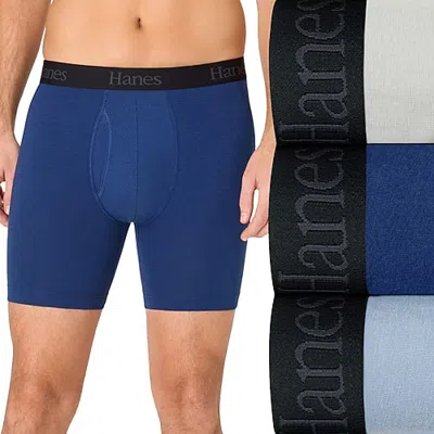 Hanes Ultimate Men's Underwear 3-pack Comfort Flex Fit Boxer Briefs Underwear With Total Support Pouch Ufs In Blue
