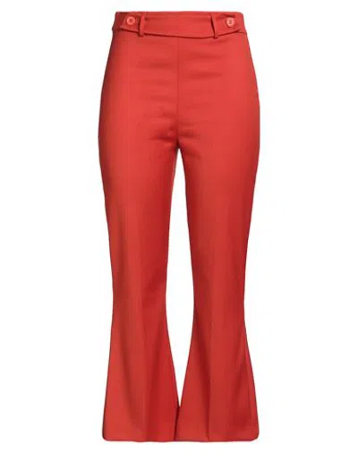 Hanita Woman Pants Rust Size 6 Polyester, Elastane In Red