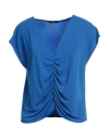 Hanita Woman Top Blue Size S Polyester, Elastane