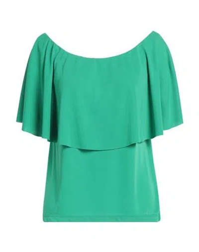 Hanita Woman T-shirt Green Size M Polyester, Elastane