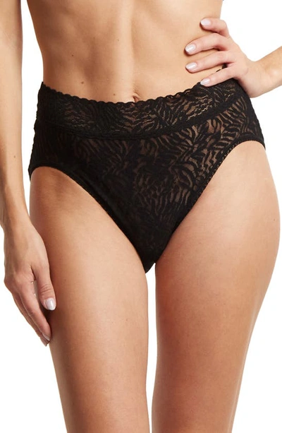 Hanky Panky Animal Mix Lace French Briefs In Black