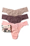 Hanky Panky Assorted 3-pack Lace Original Rise Thongs In Still Life