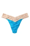 Hanky Panky Colorplay Original Lace Thong In Fiji Blue/chai