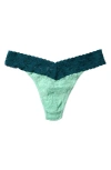 Hanky Panky Colorplay Original Lace Thong In Mint Sprig/enchanted Forest