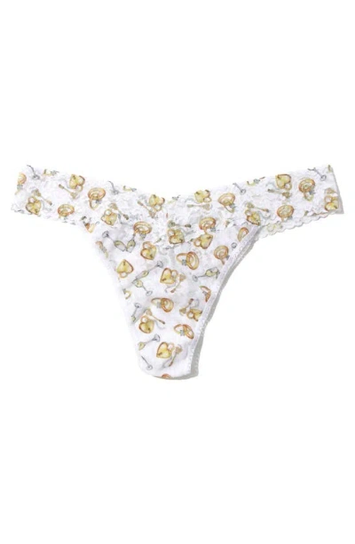 Hanky Panky Floral Print Original Rise Lace Thong In White
