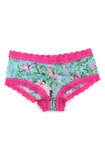 Hanky Panky Patterned Lace Boyshort In Capri Bloom/ Hibiscus Pink