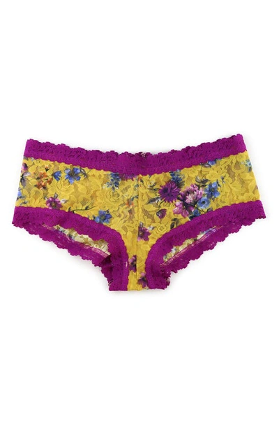 Hanky Panky Patterned Lace Boyshort In Yellow