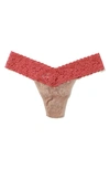 Hanky Panky Signature Lace Low Rise Thong In Taupe/ Pink Sands