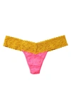 Hanky Panky Signature Lace Low Rise Thong In Yellow/ Pink