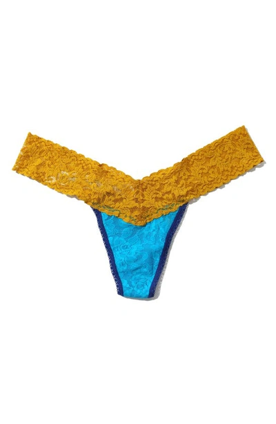 Hanky Panky Signature Lace Low Rise Thong In Cerulean Blue/ Topaz