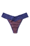 Hanky Panky Signature Lace Original Rise Thong In Blue/ Purple