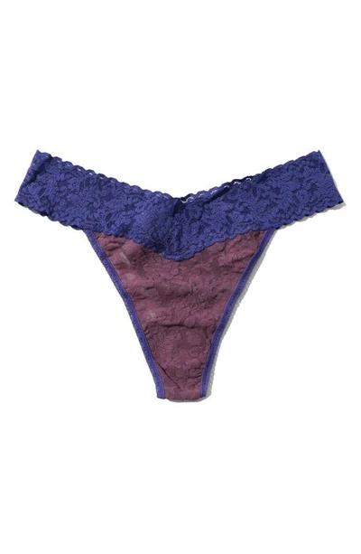 Hanky Panky Signature Lace Original Rise Thong In Blue/ Purple