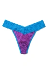 Hanky Panky Signature Lace Original Rise Thong In Royal Purple/ Laguna Blue