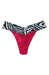 Hanky Panky Signature Lace Original Rise Thong In Venetian Pink/ Zebra