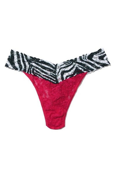 Hanky Panky Signature Lace Original Rise Thong In Venetian Pink/ Zebra