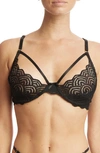 Hanky Panky Strappy Lace & Mesh Underwire Bra In Black