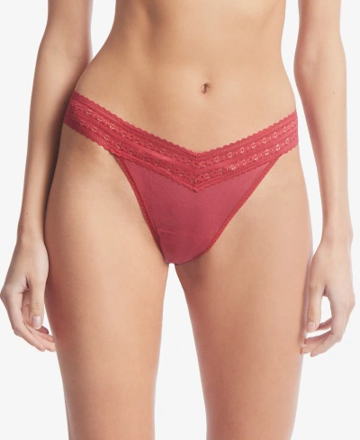 Hanky Panky Women's One Size Dream Original Rise Thong Underwear In Burnt Sienna Red
