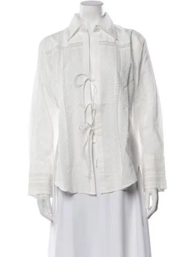 Pre-owned Hannah Artwear Long Sleeve Blouse W/ Tags In White