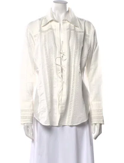 Pre-owned Hannah Artwear Long Sleeve Button-up Top W/ Tags In White