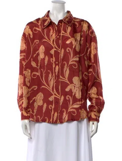 Pre-owned Hannah Artwear Silk Floral Print Blouse W/ Tags In Multicolor